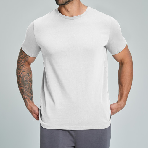 Eco-Friendly Men's Organic Cotton Short Sleeve Sports Tee - Skin-Friendly & Breathable Design for Fitness, Running & Climbing - Available for OEM, ODM, and Wholesale Opportunities