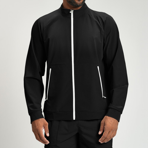 Wholesale Men's Eco-Friendly Recycled Color Block Zip-up Jacket with Stand Collar - Ideal for Commuting, Hiking & Climbing | OEM & ODM Services Offered