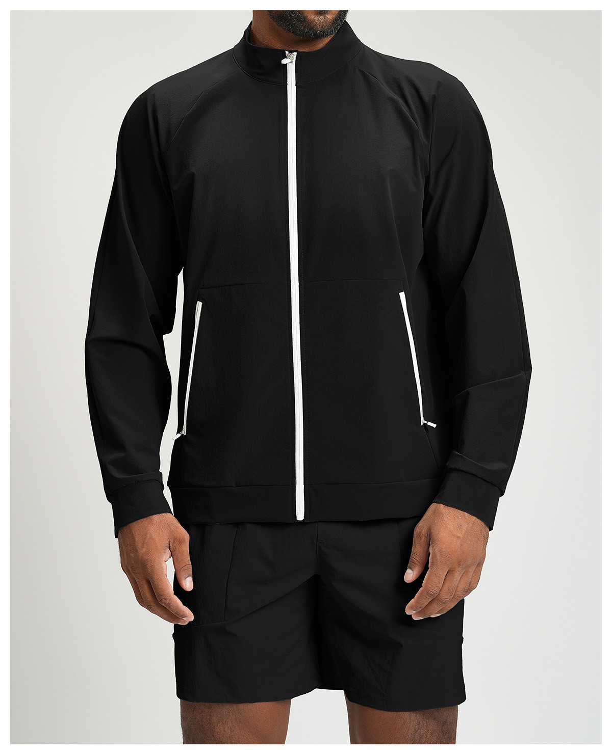 recycled color block zip-up jacket