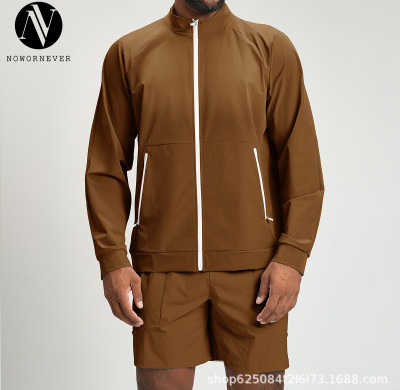 Wholesale Men's Eco-Friendly Recycled Color Block Zip-up Jacket with Stand Collar - Ideal for Commuting, Hiking & Climbing | OEM & ODM Services Offered