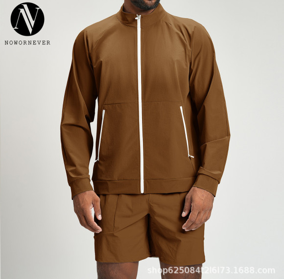 Wholesale Men's Eco-Friendly Recycled Color Block Zip-up Jacket with Stand Collar - Ideal for Commuting, Hiking & Climbing | OEM & ODM Services Offered