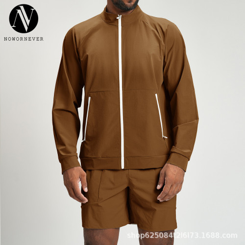 Wholesale Men's Eco-Friendly Recycled Color Block Zip-up Jacket with Stand Collar - Ideal for Commuting, Hiking & Climbing | OEM & ODM Services Offered