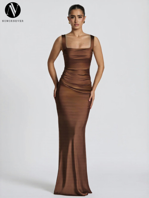 OEM Elegant Sleeveless Ruched Bodycon Maxi Dress for Women - TiLeewon DZ25823 | ODM, Wholesale Sourcing Agents for Activewear & Fashion Clothing