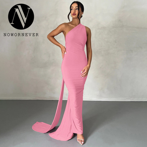 2026 Summer New Arrival Women's Dress - Sexy Backless Ruched Slim Fit Maxi Dress | OEM & ODM for Wholesale, Sourcing Agents | Solid Color Sleeveless Design - Item No.D3312176A