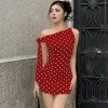 OEM/ODM Women's Polka Dot Print Slant Shoulder Lace Up Bodycon Dress - 2025 Spring Summer Fashion | Wholesale & Sourcing Agents | Item No. D4C18227K