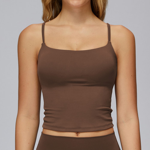 OEM & ODM Women's Brushed Yoga Tank Top with Hollow Back and Double Straps - Perfect Sports Tank for Outdoor Running & Fitness | Wholesale Sourcing Agents3127