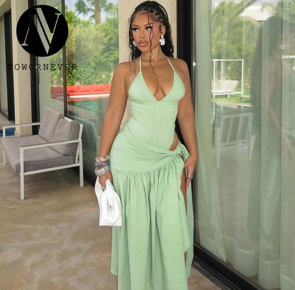 2025 Spring Summer New Arrival European & American Fashion Sexy Backless Bodysuit Slim Lace Up Midi Skirt Set Wholesale Item No.S4817189A