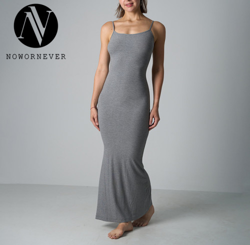OEM & ODM Women's 2025 Summer Soft Lounge Rib Long Dress - Slim Fit Modal Cami Maxi Dress SK1229 for Wholesale & Sourcing Agents - Perfect for Activewear & Fashion Clothing Brands