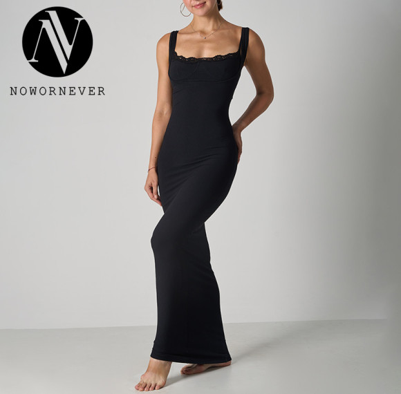 2025 Summer Lace Bralette Elegant Maxi Dress - Women's Bodycon Cami Dress, OEM & ODM Available, Wholesale Solutions for Activewear & Fashion Clothing, Item No.SK1243