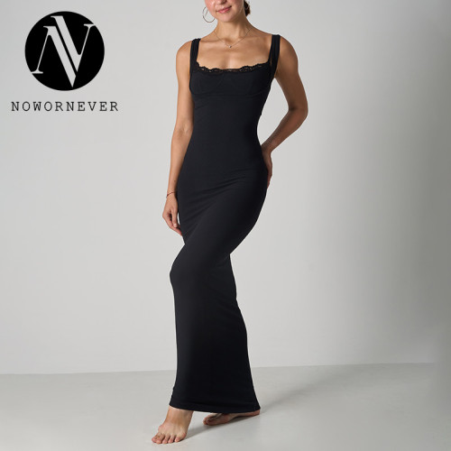 2025 Summer Lace Bralette Elegant Maxi Dress - Women's Bodycon Cami Dress, OEM & ODM Available, Wholesale Solutions for Activewear & Fashion Clothing, Item No.SK1243