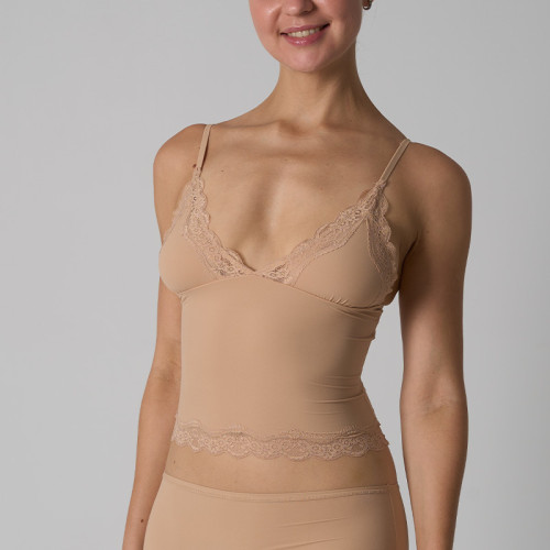 OEM & ODM 2025 Spring SK1268 Super Stretch Lightweight Sleeveless Lace Camisole for Women - Sexy Deep V Neck Adjustable Strap Lace Trim Tank Top No Padding | Wholesale Activewear & Fashion Clothing