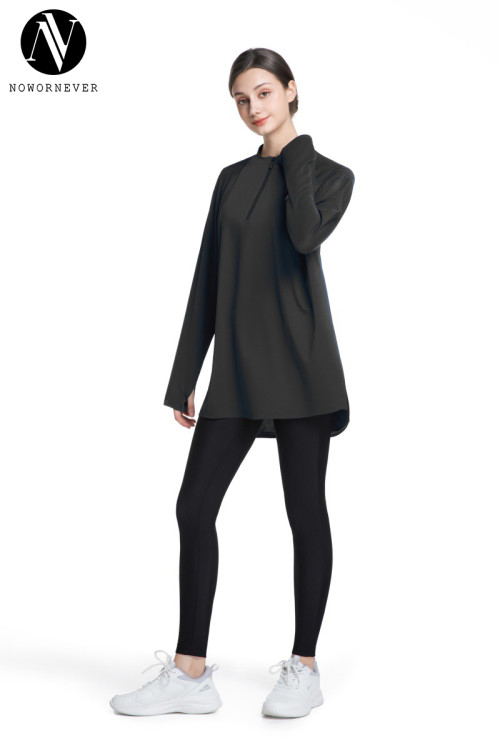 OEM & ODM Women's Quick Dry Half Zip Long Sleeve Sports Top - Y031 Comfortable Fitness Wear for Yoga & Running, Wholesale Available for Middle East Market