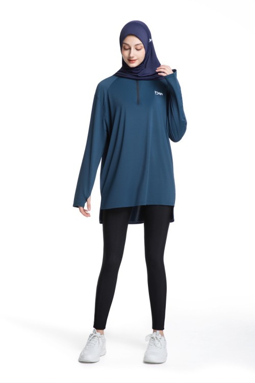 OEM & ODM Women's Quick Dry Half Zip Long Sleeve Sports Top - Y031 Comfortable Fitness Wear for Yoga & Running, Wholesale Available for Middle East Market