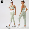 Women's Eco-Friendly Recycled Ribbed Yoga Set with High Waist Butt Lifting Design - Perfect for Running | OEM, ODM & Wholesale Activewear Solutions Available