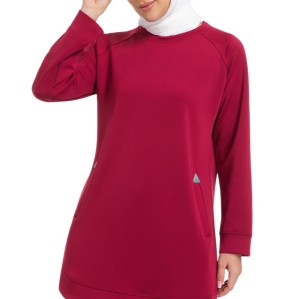 OEM & ODM Y025 Modest Muslim Women's Sportswear Hoodie - Solid Color Arab Islamic Activewear Top for Wholesale & Sourcing Agents