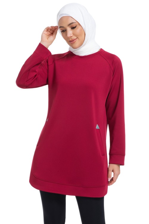 OEM & ODM Y025 Modest Muslim Women's Sportswear Hoodie - Solid Color Arab Islamic Activewear Top for Wholesale & Sourcing Agents