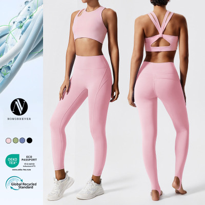 New Cross-border High Waist Peach Hip Yoga Set - Backless Hollow Out Workout Outfit for Running & Outdoor Sports | OEM, ODM & Wholesale Solutions for Activewear