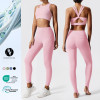 New Cross-border High Waist Peach Hip Yoga Set - Backless Hollow Out Workout Outfit for Running & Outdoor Sports | OEM, ODM & Wholesale Solutions for Activewear