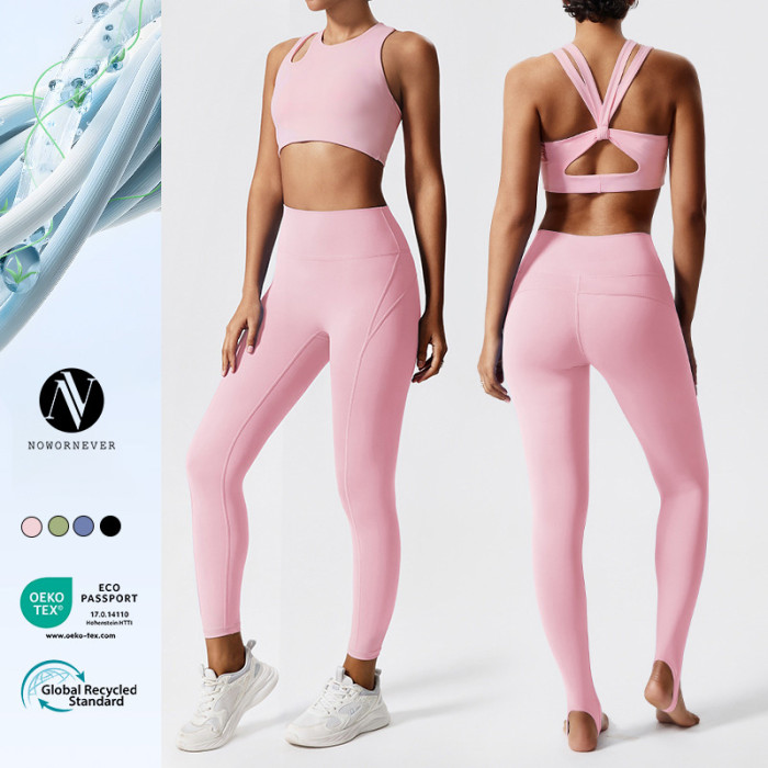 New Cross-border High Waist Peach Hip Yoga Set - Backless Hollow Out Workout Outfit for Running & Outdoor Sports | OEM, ODM & Wholesale Solutions for Activewear