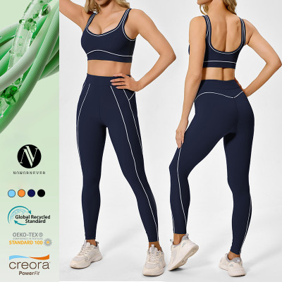 OEM & ODM Women's Color Block Yoga Set | Eco-Friendly High Waist Slim Fit Workout Outfit | Wholesale European & American Style Tight Sports Suit for Gym and Fitness