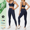 OEM & ODM Women's Color Block Yoga Set | Eco-Friendly High Waist Slim Fit Workout Outfit | Wholesale European & American Style Tight Sports Suit for Gym and Fitness