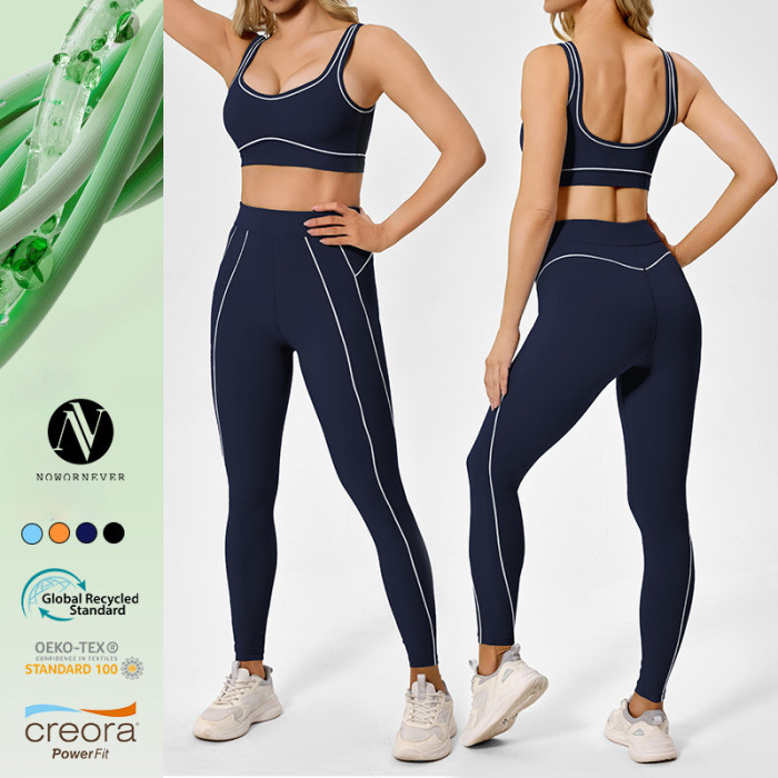 OEM & ODM Women's Color Block Yoga Set | Eco-Friendly High Waist Slim Fit Workout Outfit | Wholesale European & American Style Tight Sports Suit for Gym and Fitness