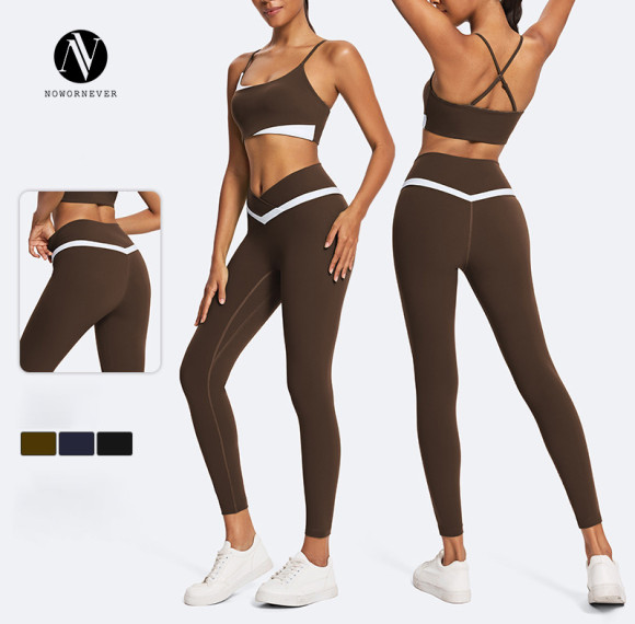 Women's Eco-Friendly Color Block Yoga Fitness Set - Recycled Fabric | Wholesale Activewear with OEM & ODM Options for Outdoor Sports Suppliers