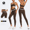 Women's Eco-Friendly Color Block Yoga Fitness Set - Recycled Fabric | Wholesale Activewear with OEM & ODM Options for Outdoor Sports Suppliers