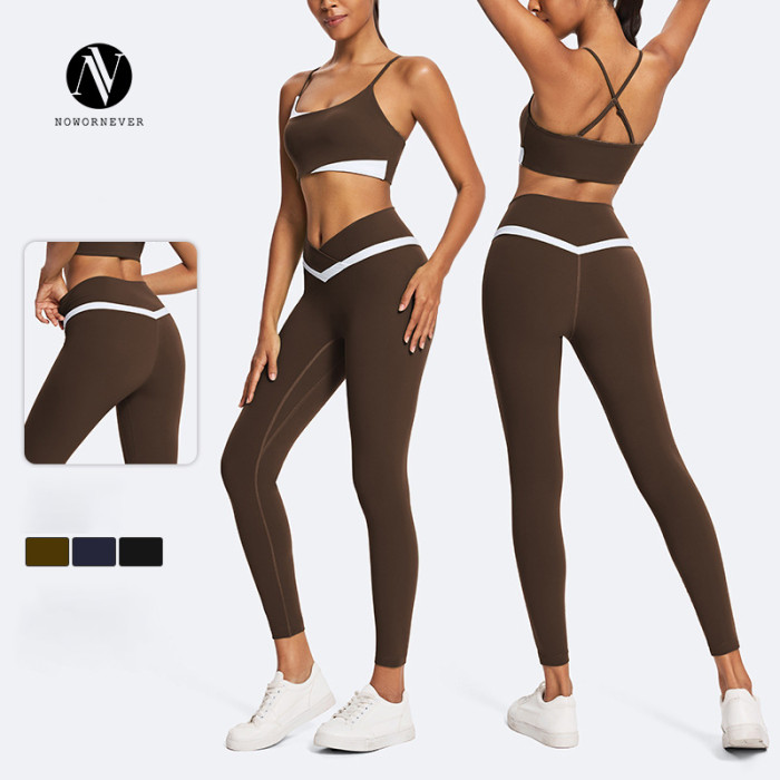 Women's Eco-Friendly Color Block Yoga Fitness Set - Recycled Fabric | Wholesale Activewear with OEM & ODM Options for Outdoor Sports Suppliers