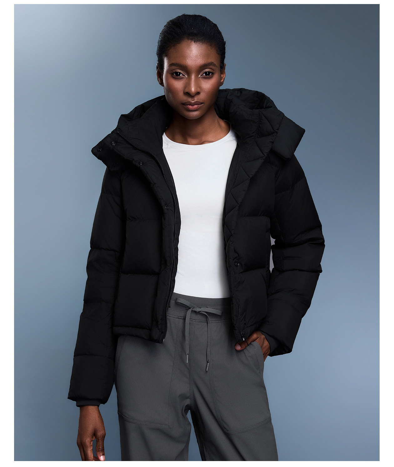 90% white duck down hooded jacket