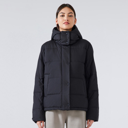 Private Label Women's Winter Hooded Jacket - New Style with Drawstring Waist, Buckle & Zipper Double Placket | Warm Windproof Down Jacket for Wholesale, OEM, and Sourcing Agents