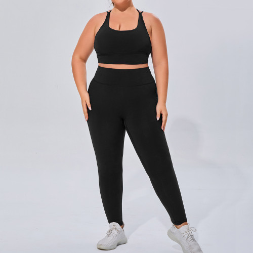 Plus Size Women's Sportswear Set | OEM/ODM Custom Activewear Manufacturer & Wholesale Supplier of Nude-Feel, High-Stretch Yoga & Gym Wear Outfits for BrandsF219-220