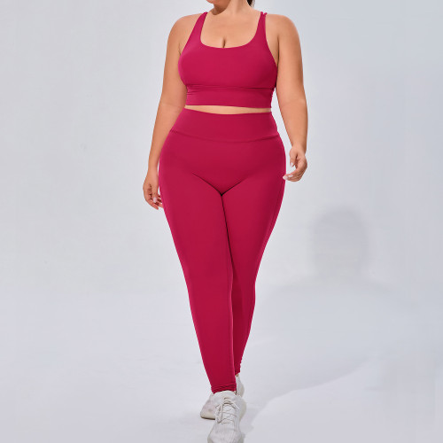 F219-220 Women's Plus Size 2 Piece Yoga Set - High Stretch Breathable Activewear Workout Outfits | OEM, ODM, Wholesale & Sourcing Agents for Global Brands