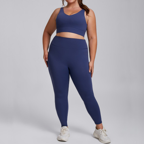 F207-208 Women's Plus Size High Stretch Yoga Set - Brushed Naked Feeling Workout Outfits for Running - OEM, ODM, Wholesale Activewear & Sportswear Solutions