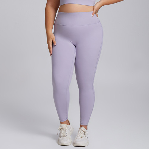 Plus Size V-Line Butt-Lift Yoga Pants OEM ODM Wholesale Manufacturer - High-Waist Tummy Control Nude-Feel Slim Fit Leggings for Activewear Sportswear Brands Global SupplyF207
