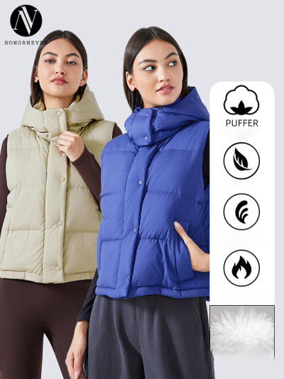 DAW159: OEM & ODM Women's Winter Casual Hooded Down Vest - Versatile Sleeveless Jacket & Short Warm Outerwear | Ideal for Wholesale and Sourcing Agents