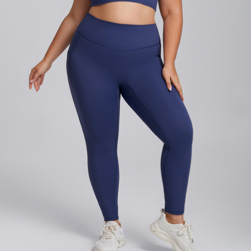 Plus-Size Nude-Feel Yoga Set OEM ODM Manufacturer & Wholesale Supplier | High-Waist Tight Gym Wear Two-Piece with Pockets for Brands & Importers Globally