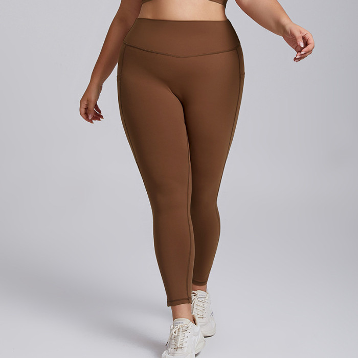 Plus-Size Nude-Feel Yoga Set OEM ODM Manufacturer & Wholesale Supplier | High-Waist Tight Gym Wear Two-Piece with Pockets for Brands & Importers Globally