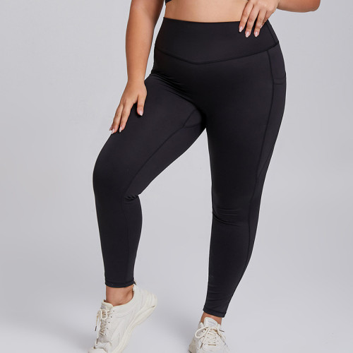 F209 Women's Plus Size Yoga Pants - OEM & ODM High Waist Pocket Butt Lifting Seamless Fitness Trousers, High Stretch Brushed Sports Wear for Wholesale, Sourcing Agents & Trade