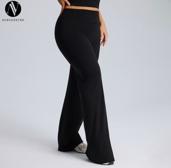 OEM & ODM Women's Plus Size Straight Leg Yoga Pants - F245Plus High Waist Loose Wide Leg Flared Sports Trousers for Wholesale & Sourcing Agents
