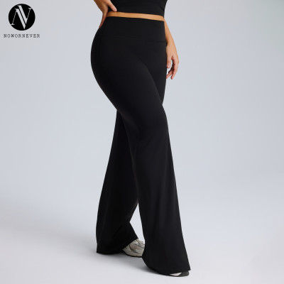 OEM & ODM Women's Plus Size Straight Leg Yoga Pants - F245Plus High Waist Loose Wide Leg Flared Sports Trousers for Wholesale & Sourcing Agents