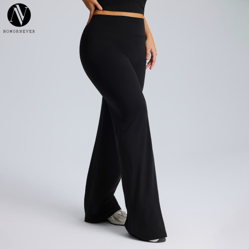 OEM & ODM Women's Plus Size Straight Leg Yoga Pants - F245Plus High Waist Loose Wide Leg Flared Sports Trousers for Wholesale & Sourcing Agents
