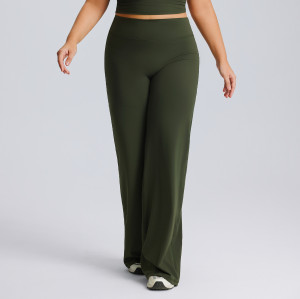 OEM & ODM Women's Plus Size Straight Leg Yoga Pants - F245Plus High Waist Loose Wide Leg Flared Sports Trousers for Wholesale & Sourcing Agents