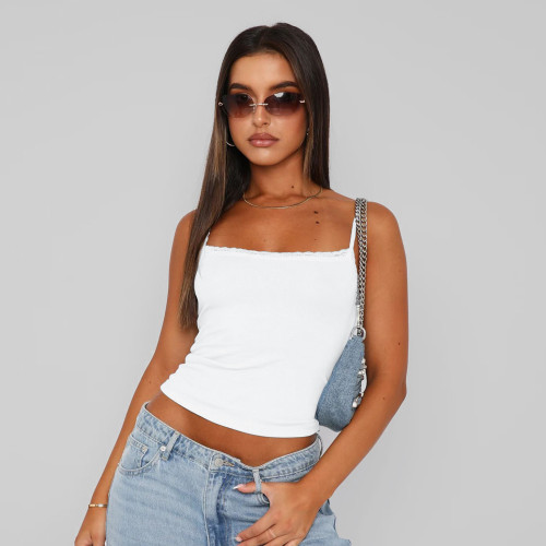 ESVI Lace Trim Cami Top | OEM & ODM Women's Sexy Slim Fit Y2K Summer Casual Crop Top | Wholesale Sourcing for Activewear & Fashion Clothing