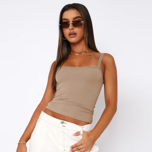 ESVI Lace Trim Cami Top | OEM & ODM Women's Sexy Slim Fit Y2K Summer Casual Crop Top | Wholesale Sourcing for Activewear & Fashion Clothing