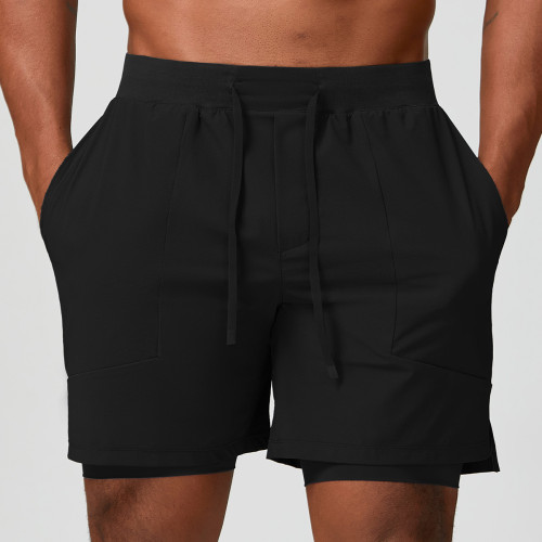 Men's Breathable Quick-Dry Double-Layer Sports Shorts - OEM & ODM American Style Fitness Basketball Quarter Pants for Wholesale & Sourcing Partnerships1189