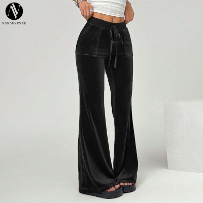 OEM & ODM Women's Velvet Wide Leg Pants - XPEH0110, Casual Trousers with Drawstring Elastic Waist for Wholesale and Sourcing Agents | Activewear & Fashion Clothing Manufacturer