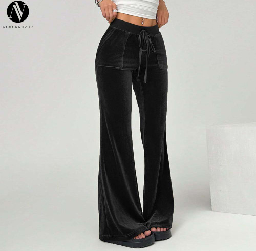 OEM & ODM Women's Velvet Wide Leg Pants - XPEH0110, Casual Trousers with Drawstring Elastic Waist for Wholesale and Sourcing Agents | Activewear & Fashion Clothing Manufacturer