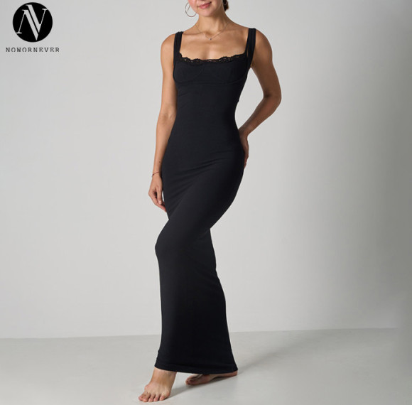 2025 Summer Lace Bralette Elegant Maxi Dress - Women's Bodycon Cami Dress, OEM & ODM Available, Wholesale Solutions for Activewear & Fashion Clothing, Item No.SK1243