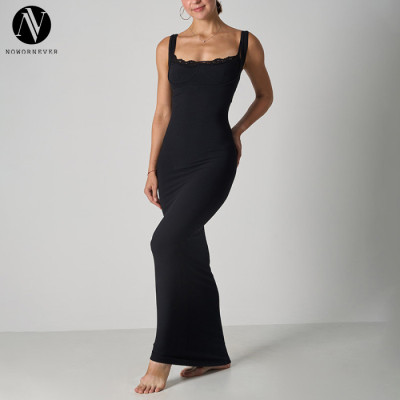 2025 Summer Lace Bralette Elegant Maxi Dress - Women's Bodycon Cami Dress, OEM & ODM Available, Wholesale Solutions for Activewear & Fashion Clothing, Item No.SK1243